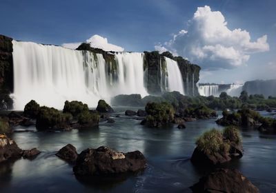 Scenic view of waterfall