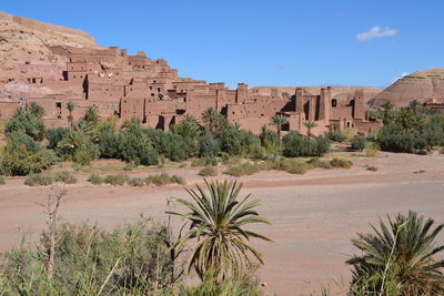 Old ruin building against blue sky