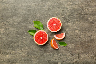 High angle view of fruits on table