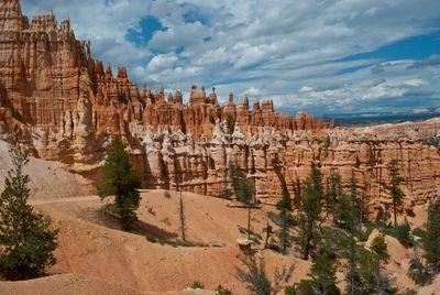 Panoramic view of rock formations against sky