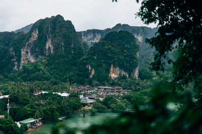 Scenic view of mountains against clear sky