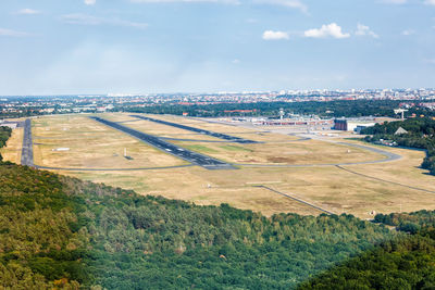 High angle view of townscape against sky