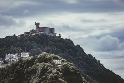 Castle on mountain against sky