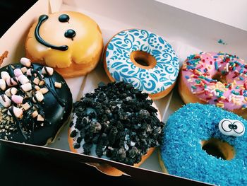 Close-up of donuts in box