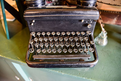 High angle view of typewriter