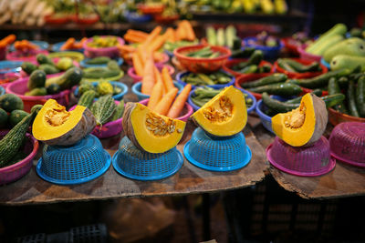 Various displayed for sale at market stall