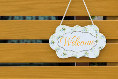 Welcome sign board for a welcome sign hanging in front of shops or offices.