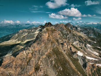 Panoramic view of mountain range against sky