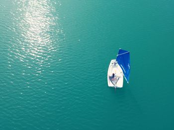 High angle view of sail boat