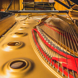 Close-up of piano strings