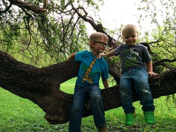 Full length of boy in park