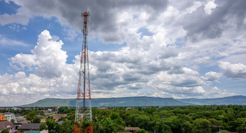 Communications tower against sky