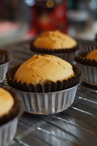 Close-up of cupcakes on table