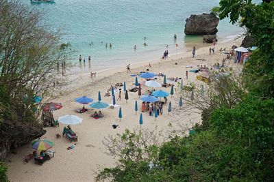 High angle view of people on beach