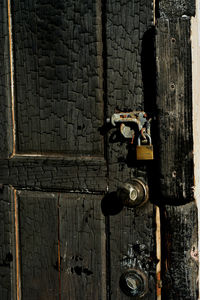 Close-up of old metal door