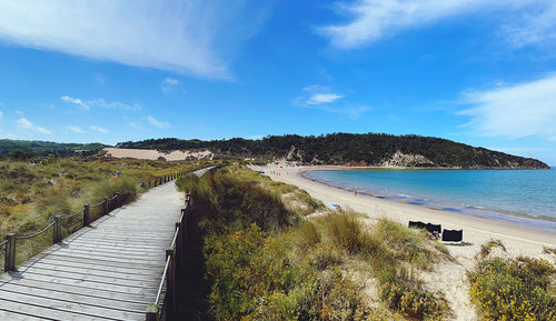 Scenic view of beach against sky