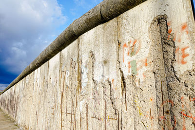Low angle view of weathered wall