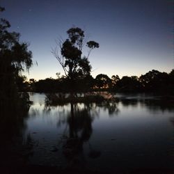 Scenic view of lake against sky at sunset