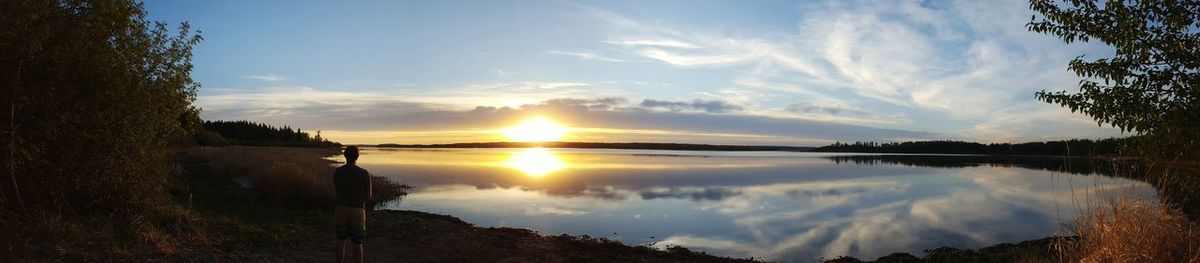 Scenic view of sunset over river