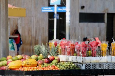 Close-up of fruits in market on street