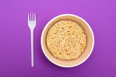 High angle view of breakfast on table
