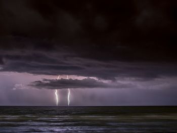 Scenic view of sea against cloudy sky