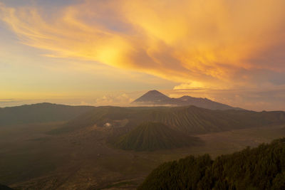 Scenic view of landscape against sky during sunset