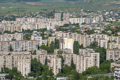 High angle view of buildings in city