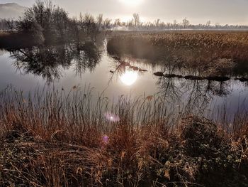 Scenic view of lake against sky