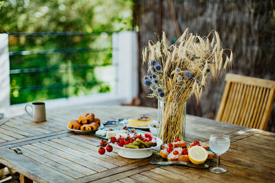 Close-up of breakfast outdoor