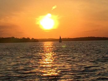 Scenic view of sea at sunset