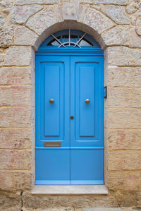 Closed blue door