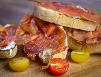 Close-up of fruits on cutting board