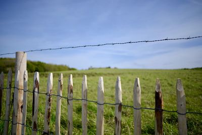 View of fence in field