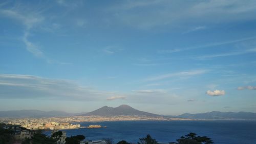 Scenic view of vesuvius from naples