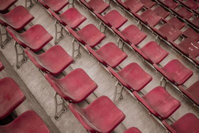 High angle view of empty chairs