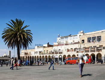 Group of people in front of building