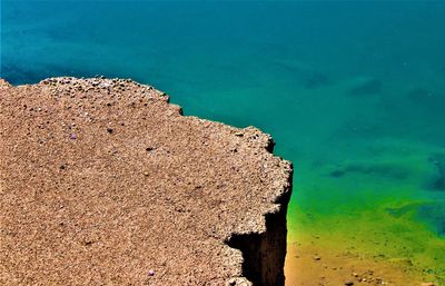 High angle view of rocks on beach