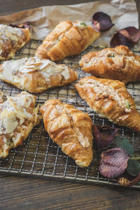 Almond croissant and tuna croissant sandwiches. selective focus shot.