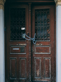 Closed door of old building