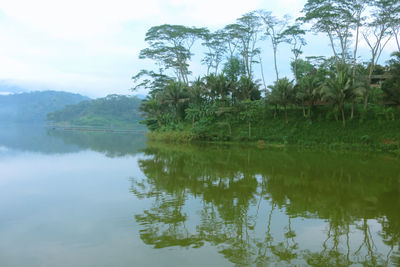 Scenic view of lake against sky