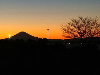 Silhouette of buildings at sunset