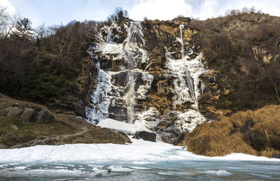 Scenic view of waterfall in forest