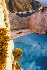 Scenic view of sea and rock formation