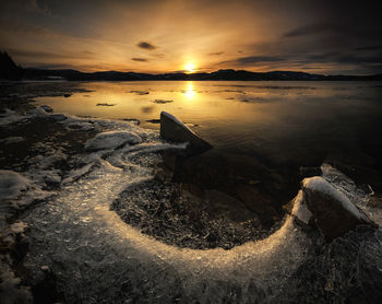 Scenic view of sea against sky during sunset