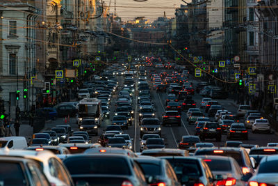 High angle view of traffic on city street
