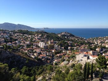 High angle shot of townscape