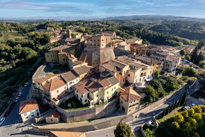 High angle view of townscape against sky