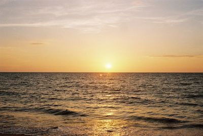 Scenic view of sea against dramatic sky