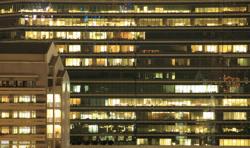 View of modern building at night